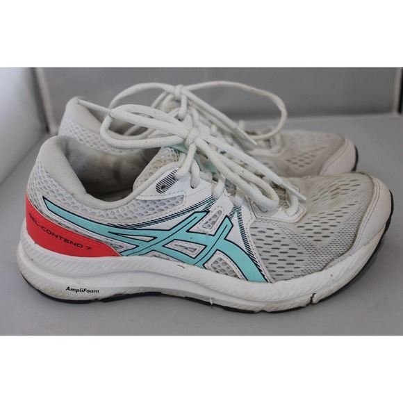 ASICS GEL CONTEND 7 White Blue Walking/Running Sneakers #1012A911 Womens Sz 6 - Picture 4 of 10